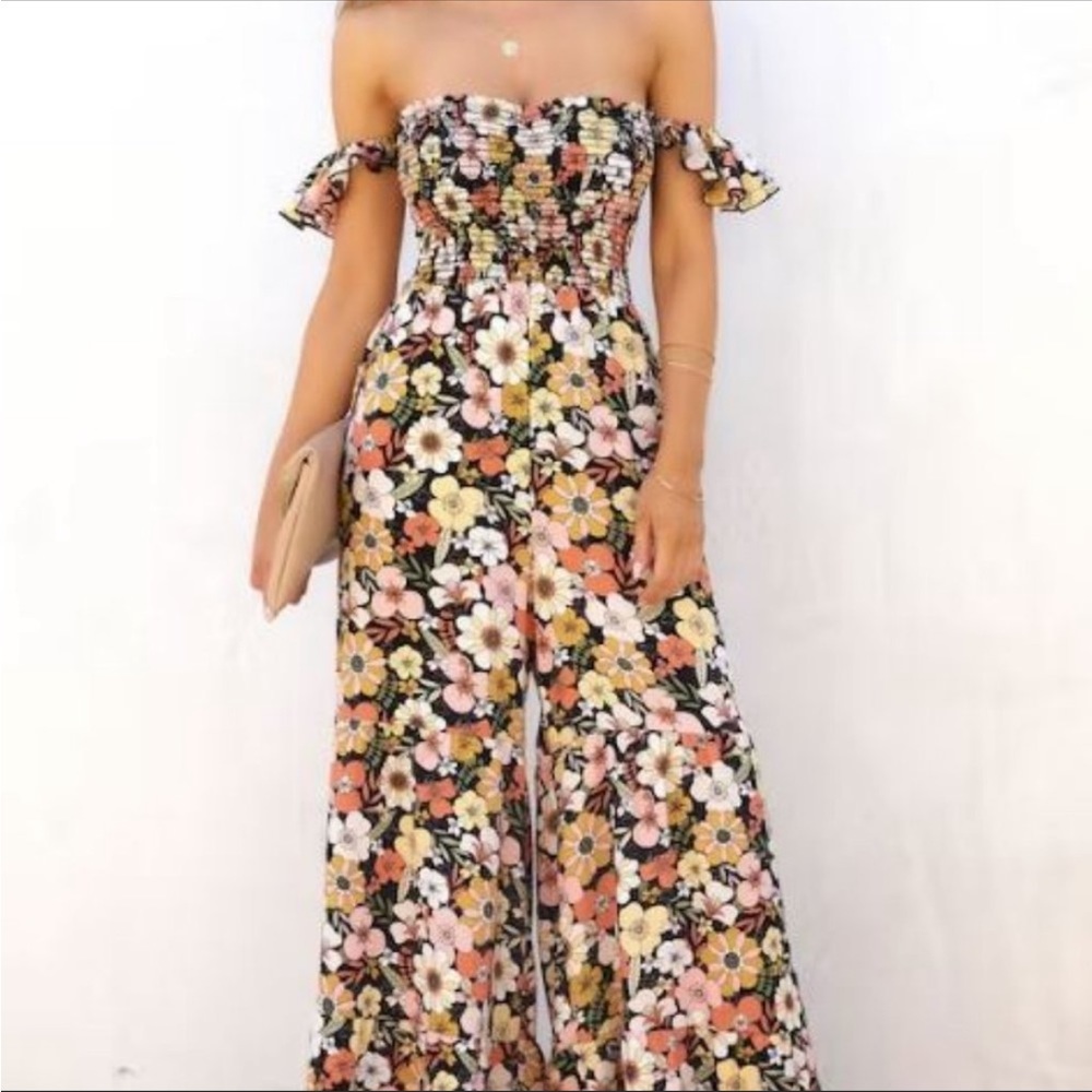 VICI Onyx Garden Floral Pocketed Jumpsuit